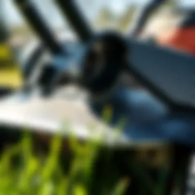 Close-up view of a sharp lawn mower blade enhancing grass cutting efficiency