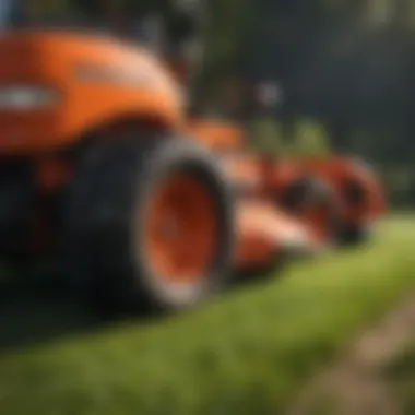 Performance Enhancements in Grasshopper Mowers Close-up of cutting blades demonstrating performance enhancements