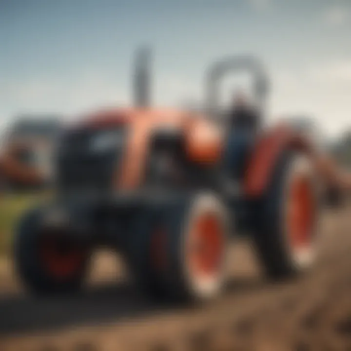 A farmer evaluating pricing options for tractors in a dealership.