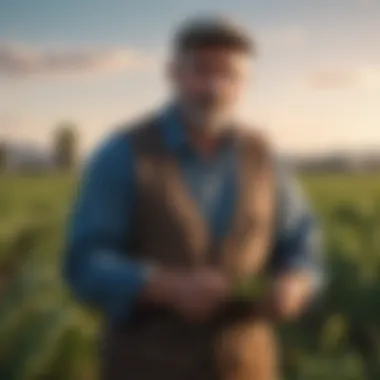 Diverse Ecosystems in Agriculture A farmer assessing crop health in a diverse ecosystem