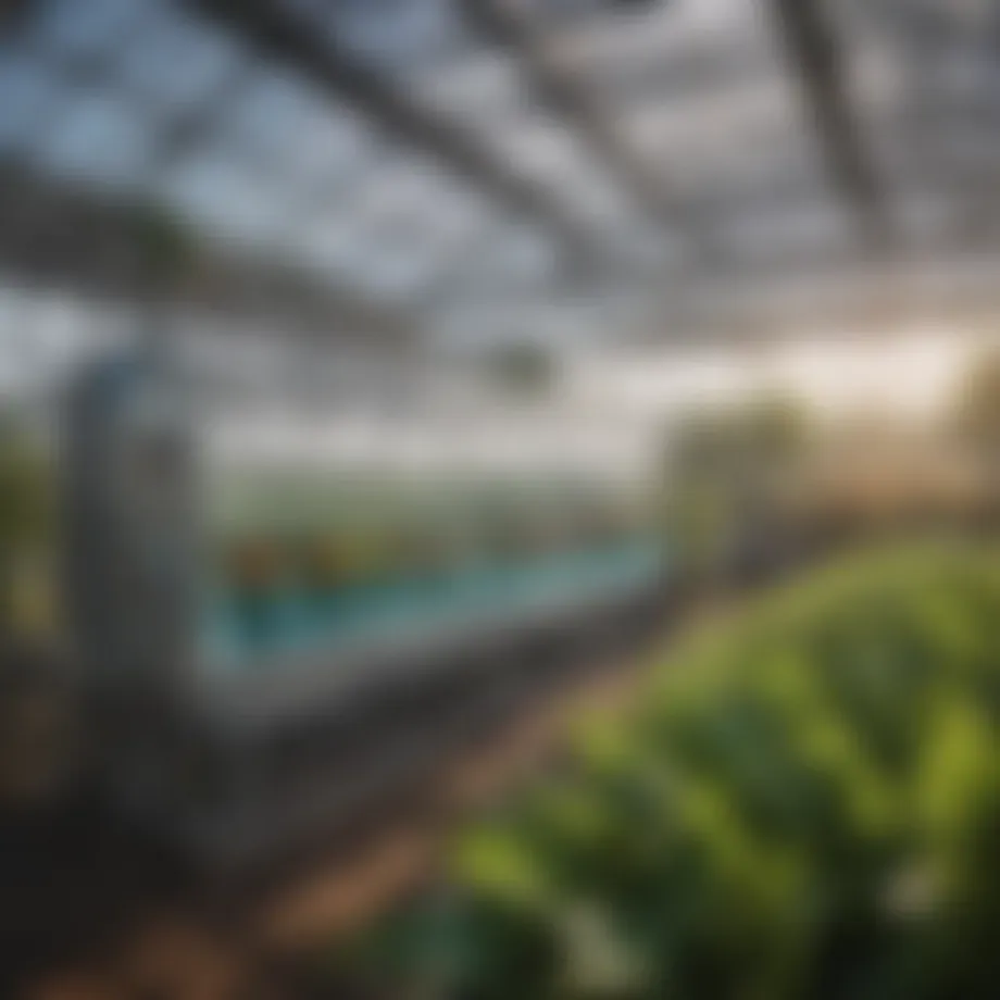 Aqua chiller system in action within an agricultural greenhouse