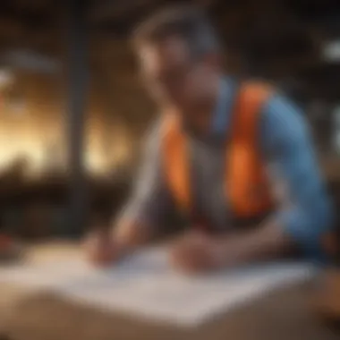 Architect Analyzing Construction Manual An architect reviewing a construction manual