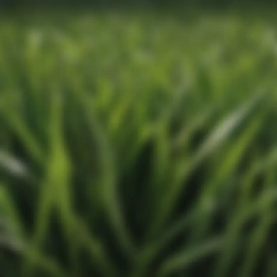 Close-up view of artificial grass blades