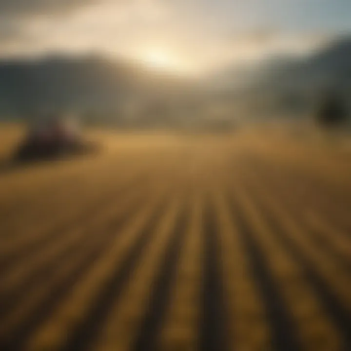 A futuristic view of agricultural fields utilizing advanced baler technology.
