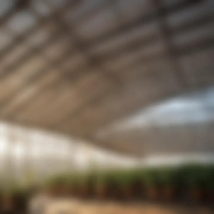 Example of a greenhouse covered with shade cloth during summer