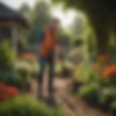Sustainable Practices with Handheld Trimmers A serene garden scene emphasizing the sustainability benefits of using handheld trimmers in horticulture practices.