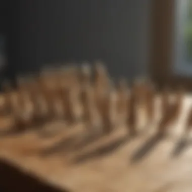 Close-up of various outdoor wood screws on a wooden surface