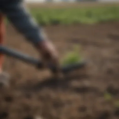 Close-up of a pre-emergent herbicide application on soil