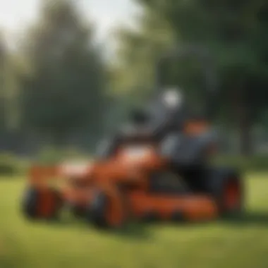 Durability and Design of Zero Turn Mowers Side view showcasing the durability and design of a used zero turn mower