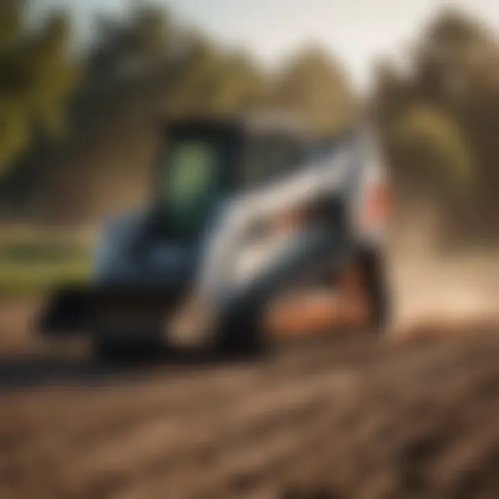 Bobcat skid steer in action on a farming field