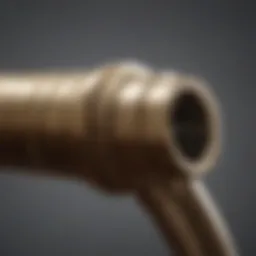 Close-up of a brass garden hose end showcasing its durable construction.