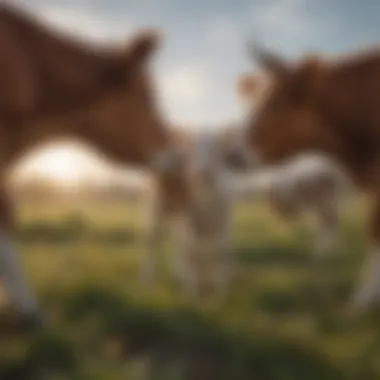 Calves Socializing in Open Field Calves interacting in an open field