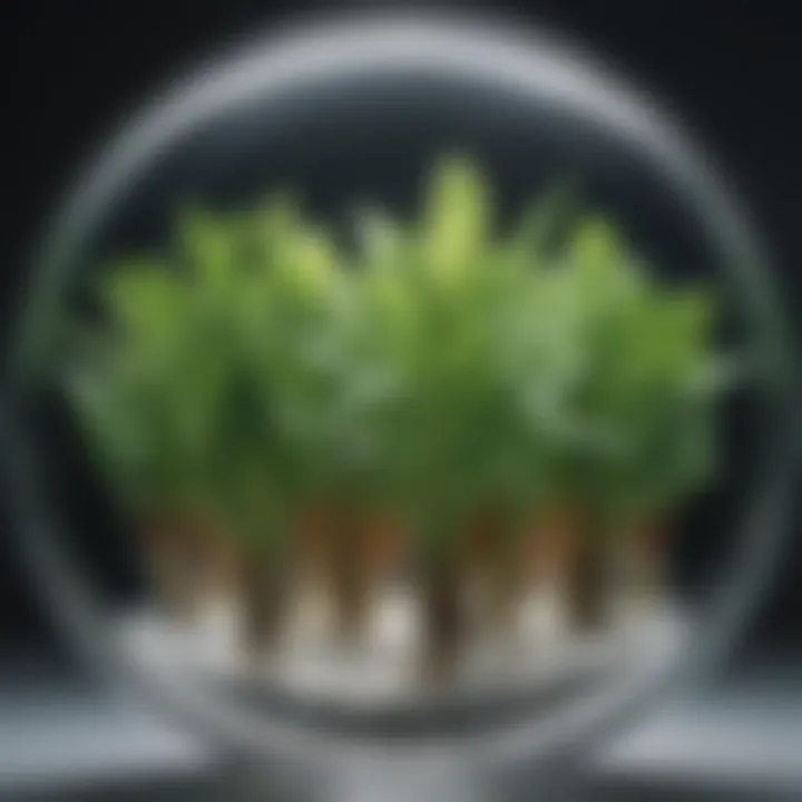 A close-up of plant tissue culture in a petri dish
