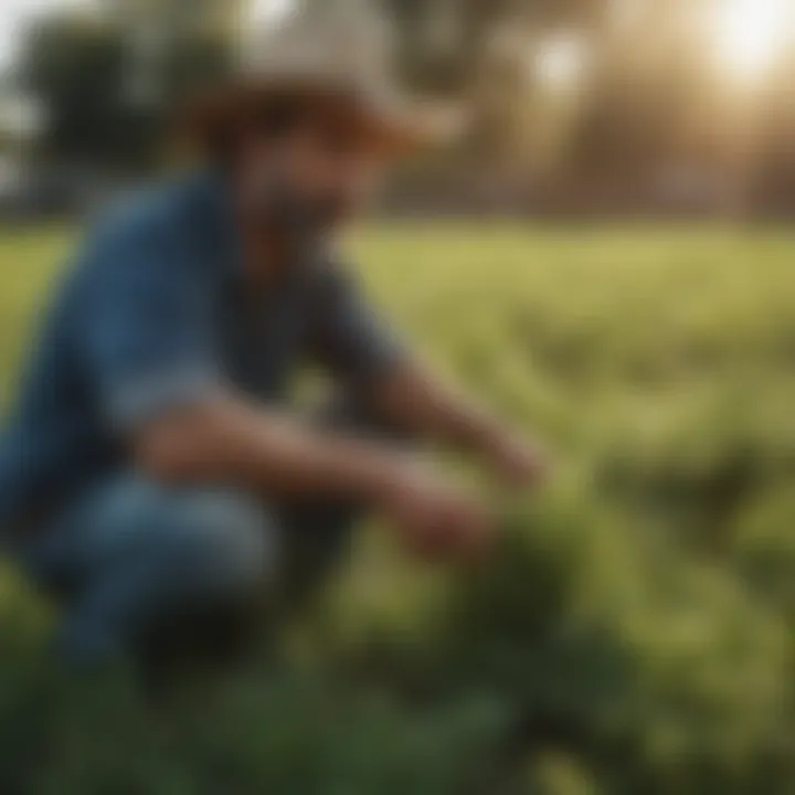 A farmer utilizing sustainable practices to manage weeds