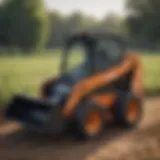 Compact mini skid steer showcasing its robust design in a field