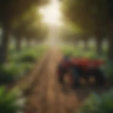 Sustainable Agricultural Practices Illustration of sustainable farming practices in a lush agricultural landscape