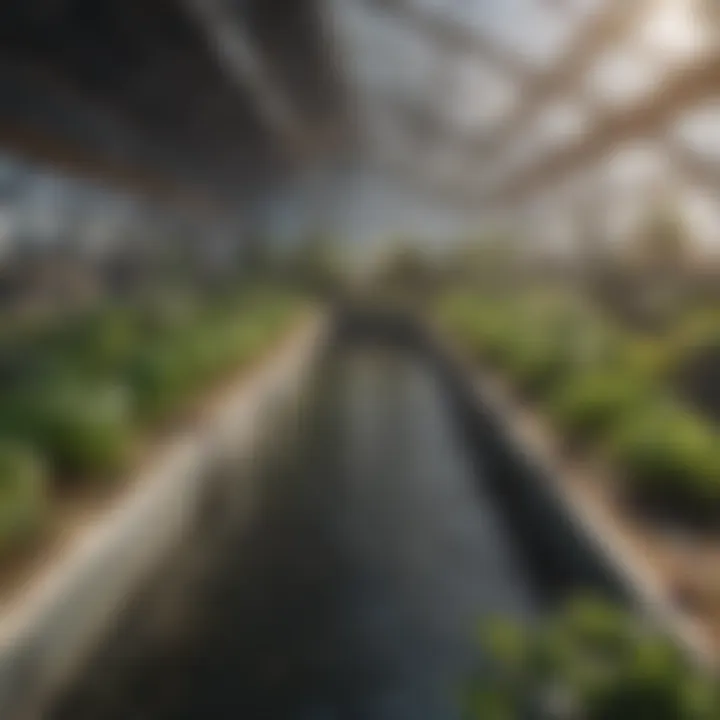 Innovative aquaponics system highlighting sustainable water use.