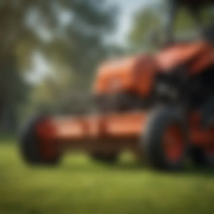 Close-up of a grass seed spreader in action on a lawn