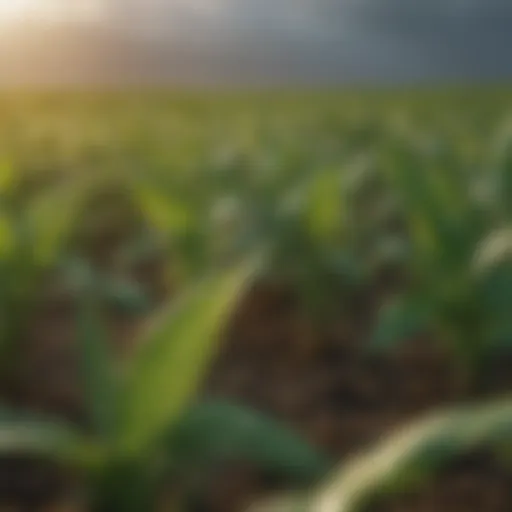 Close-up of healthy crops treated with fungicides