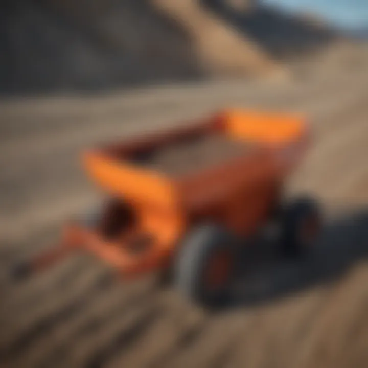 Close-up of Kubota dump cart features and design