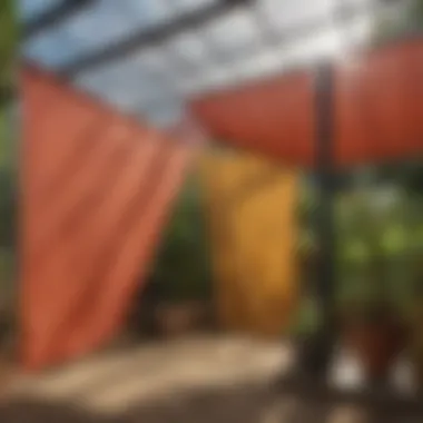 Showcasing Various Types of Shade Cloth Different types of shade cloth displayed in a horticultural setting.