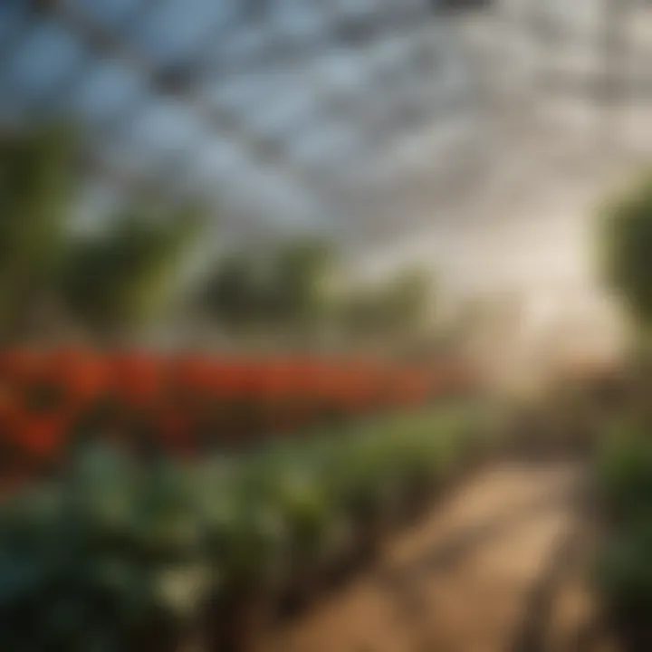 A vibrant greenhouse shaded by cloth, demonstrating effective plant protection.