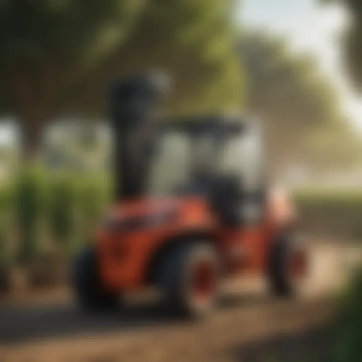 Illustration of Toyota forklifts in an agricultural setting