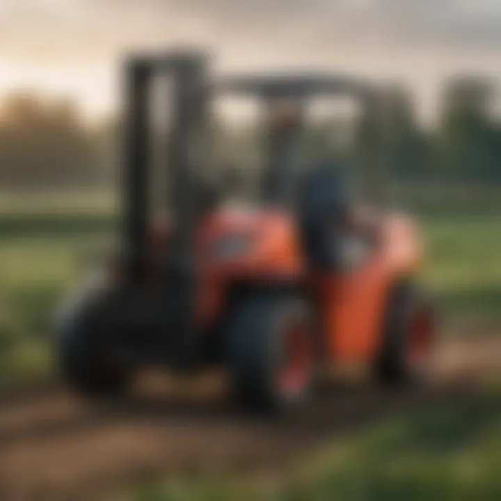 Close-up of a Toyota forklift at work in a field