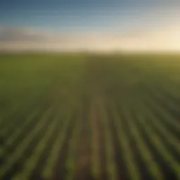 Vibrant soybean fields under a clear blue sky