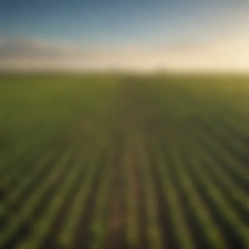 Vibrant soybean fields under a clear blue sky