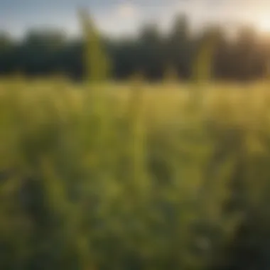 Understanding Ragweed: Characteristics and Identification A close-up view of ragweed plants in a field showing their distinct foliage.