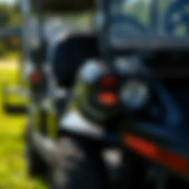 Close-up of Cushman utility cart showcasing advanced design features