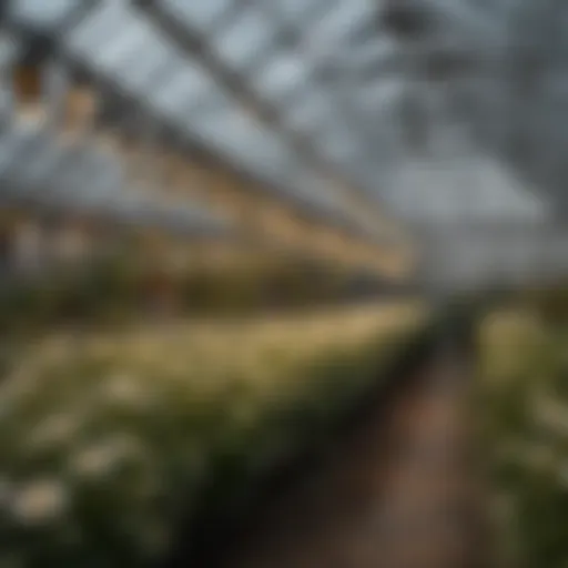 Daisy chain grow lights setup in a greenhouse