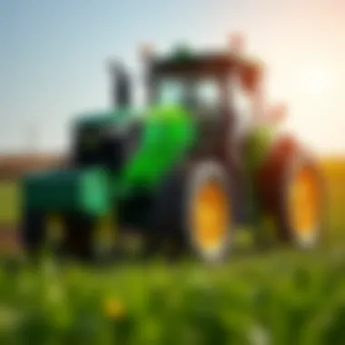 Infographic depicting technological advancements integrated into John Deere tractors