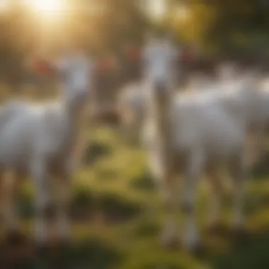 Healthy Goats Grazing on a Farm A picturesque goat farm with healthy goats grazing.