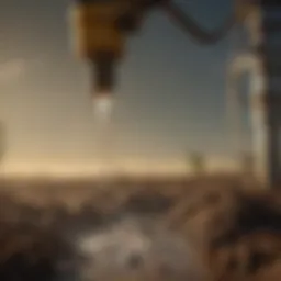 Close-up view of dig drippers in action, showcasing water distribution