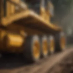 Detailed view of dozer undercarriage components