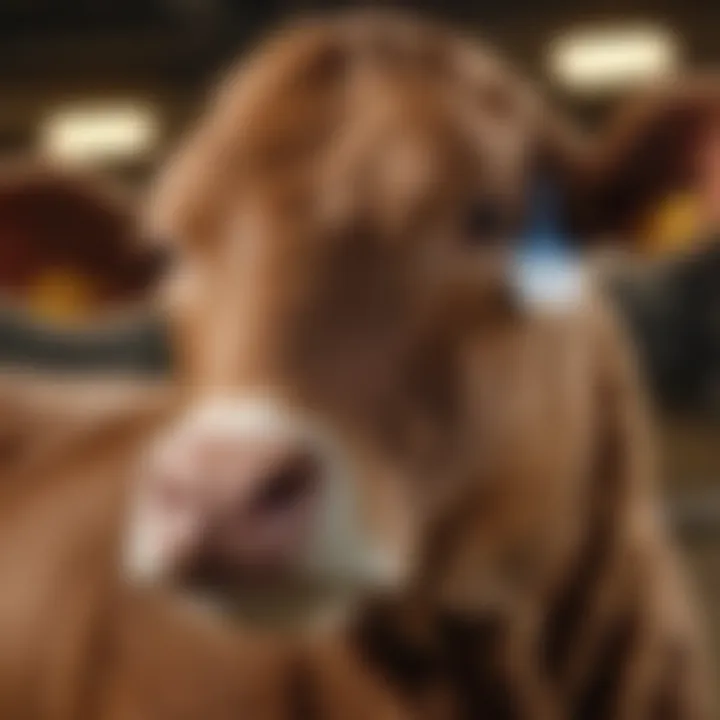 Livestock displaying clearly marked ear tags in a farm setting