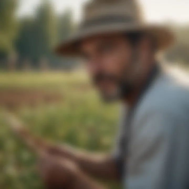 A farmer planting bee-friendly crops