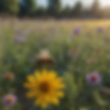 A flourishing wildflower meadow attracting bees