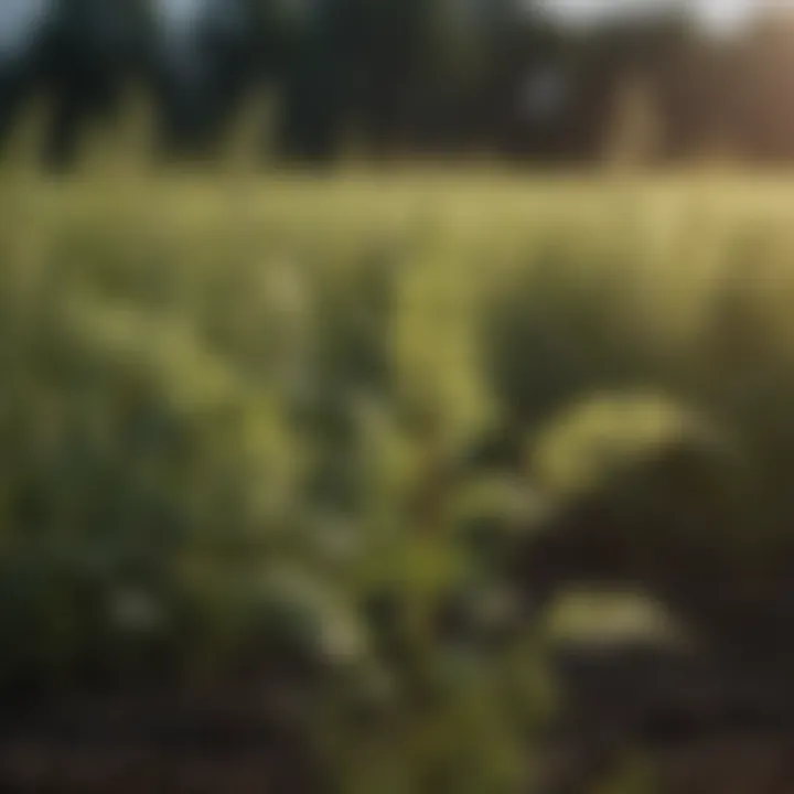 Close-up of pigweed growth among crops