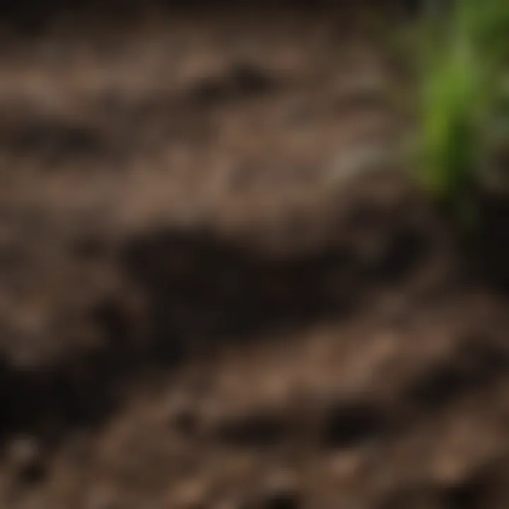 Close-up of rich, dark soil indicating optimal health for grass growth.