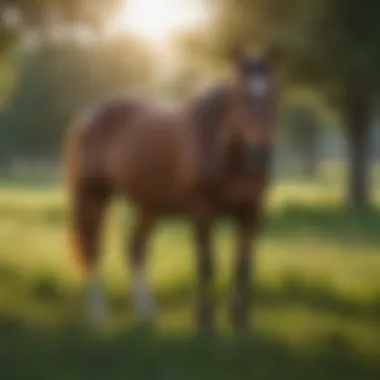Healthy Horse in Pasture A healthy horse grazing in a green pasture, symbolizing preventive care