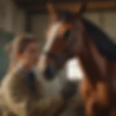 A veterinarian administering a vaccine to a horse in a calm environment