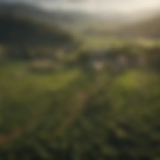 Aerial view of a lush agricultural landscape