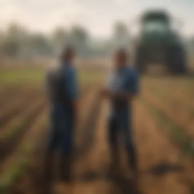 Farmers' Strategic Crop Planning Farmers discussing a crop plan