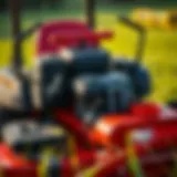 Performance Analysis of Zero Turn Mowers A close-up view of a zero turn mower showcasing its cutting deck and engine performance