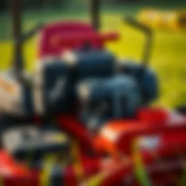 Performance Analysis of Zero Turn Mowers A close-up view of a zero turn mower showcasing its cutting deck and engine performance