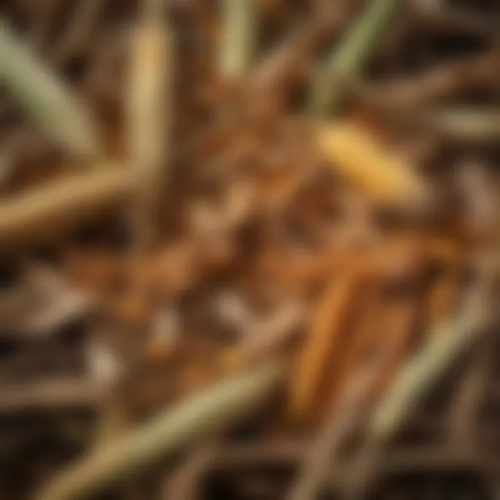 Illustration of the decomposition stages of corn husks in a compost pile