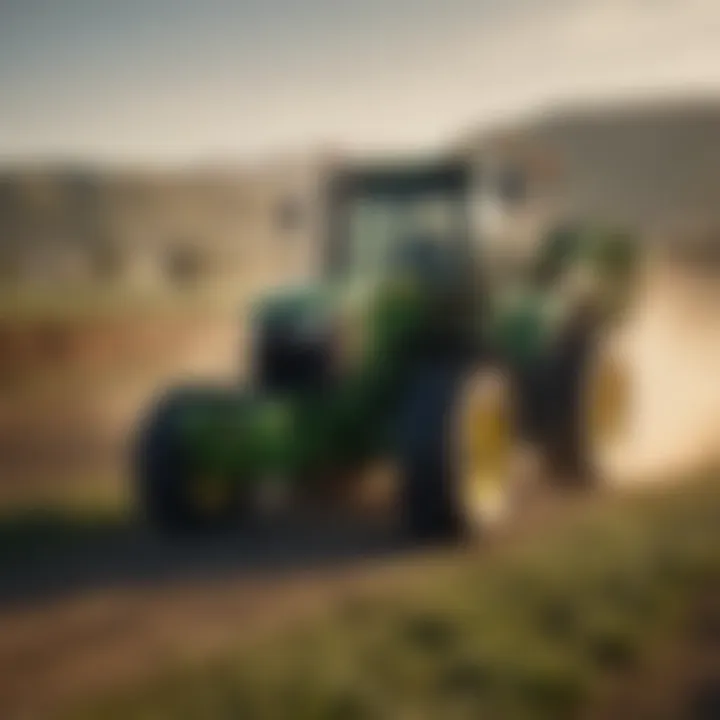 John Deere tractor performing various agricultural tasks